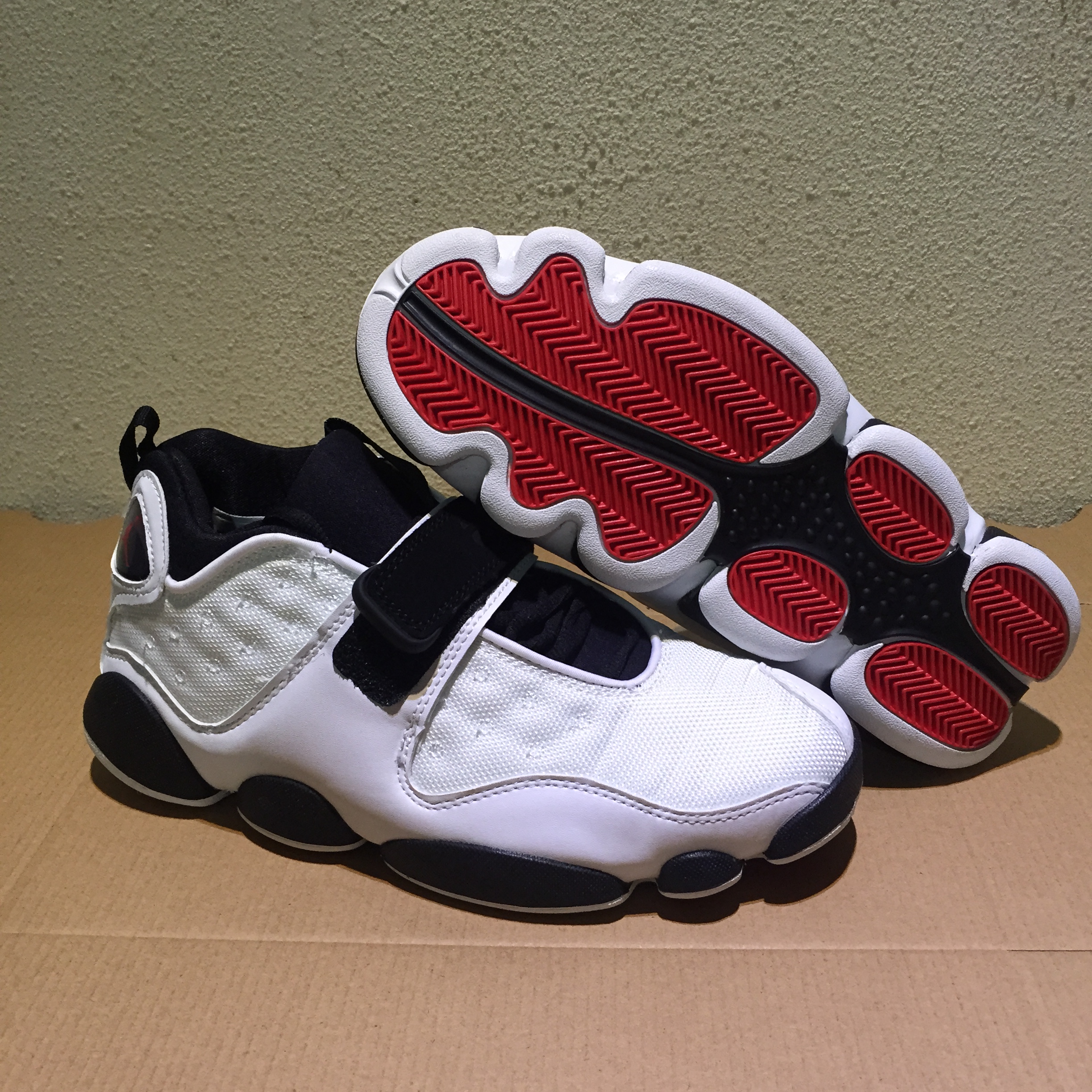 Air Jordan 13 Hand Engage White Black Red Shoes - Click Image to Close